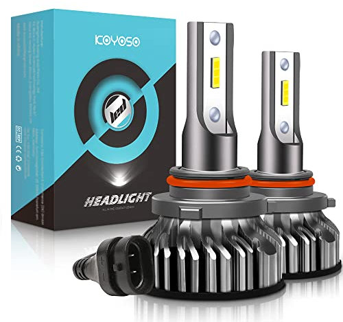 KOYOSO Bombilla 9012 LED Coche, 10000LM HIR2 Faros Delanteros Bombillas para Moto, Reemplazo de la Luz Halógena, Xenon Blanco 6000K 12V, 2 Lámparas