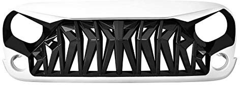 CStern Hai Style Frontgrill Kühlergrill Kühlergitter Lüftungsgitter Schwarz-Weiß kompatibel mit JK 2007-2018