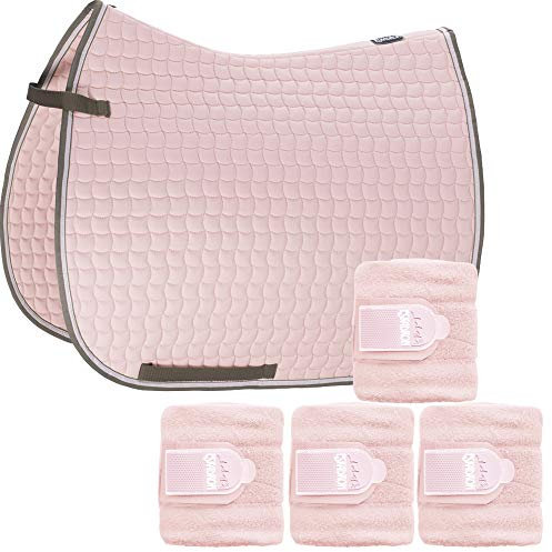 Eskadron Set Basic Cotton Schabracke mit Fleecebandagen in powderrose, Größe:Pony Dressur (PD)