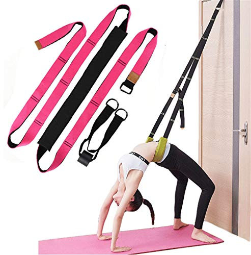 Yoga Fitness Stretching Strap, Door Flexibility Stretching Strap, Improve Leg Waist Back Flexibility Back Bend Assist Trainer, for Rehab Pilates Ballet Dance Cheerleading Splits Gymnastics (rose)