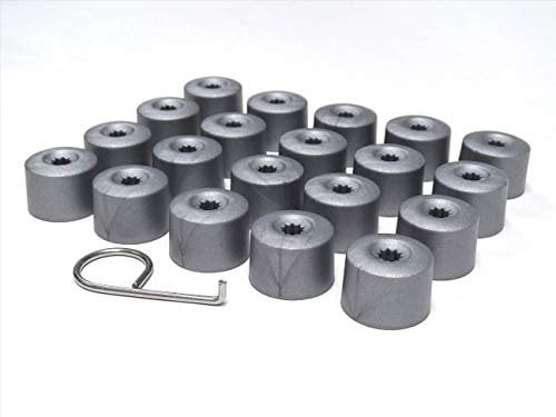 Partsdealers Round Type Wheel Nut Covers for VW Arteon Beetle Caddy Golf Jetta Polo Passat Scirocco Skoda Tiguan T-Cross T-Roc (Matt Alloy Grey 16+4)