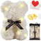 Zodight Ours en Blanc, Blanc Bear Teddy Flower avec Lumières, Meilleur Cadeau pour la Saint-Valentin, Anniversaire, Fête des Mères, Anniversaires, y Compris Boîte-Cadeau Transparente et Carte d'amour