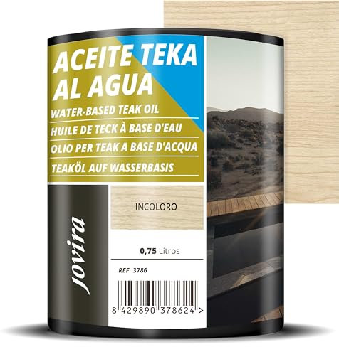 JOVIRA PINTURAS Aceite Teka al Agua, Protección y restauración de la madera Teca en intemperie (750 Mililitros, Incoloro) E-25