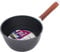 16cm 1.8L Non Stick Milk Pan - Cookware Black Stir Kitchen Wooden Handle Cooking | Pouring Spout | Easy to Clean and Multipurpose | Boil Eggs Warming Milk - 1.8 Litre