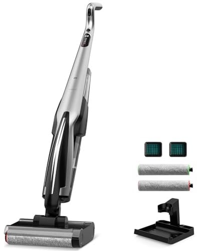 Deerma - DEM-VX96W - Aspirateur Balai sans Fil Humide et Sec, 150W avec Auto-Nettoyage et Désinfection, Optimal pour Sols Durs et Animaux