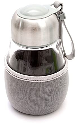 Lantelme Isolierflasche Glas 400ml für Warme oder kalte Getränke | Thermoisolierhülle aus Neopren | Edelstahl Filtereinsatz | Warmhalteflasche für Tee, Kaffee, Wasser, Limo | Trinkflasche Teeflasche