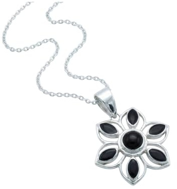 mantraroma echt Silberkette mit Onyx schwarzer Edelstein Damen Kettenanhänger 925 Sterlingsilber Halskette Geschenk