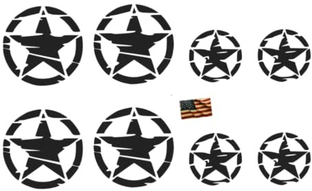 generisch 4 Stück USA Stern Aufkleber Retro Set, Silhouette Aufkleber (91/23/8) (weiß matt, 2 stück mit 4 x 4 cm und 2 Stück mit 2,7 x 2,7 cm)