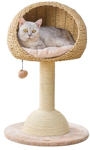 PetPals Luxury Handcrafted Boho Chic Cat Tree Tower - Eco-Friendly Design - Ideal for Small Indoor Cats - Modern Cat Furniture with Bed & Scratching Post