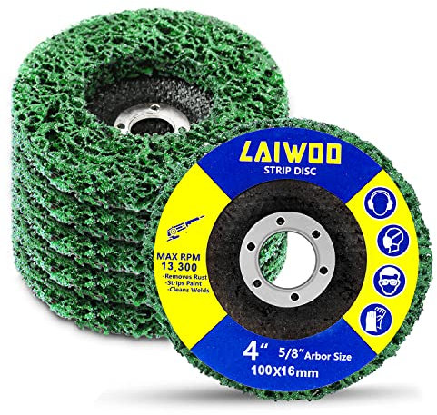 LAIWOO Bandscheiben, Abisolierscheibe für Winkelschleifer, 10,2 x 1,6 cm, Rostentferner, Schleifscheibe, zum Reinigen und Entfernen von Farbe, Beschichtung, Rostschweißen, Oxidation, 5 Stück