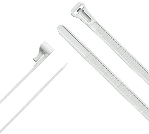 KabelDirekt – Fascette richiudibili, resistenza alla trazione particolarmente elevata (100 pezzi di fascette staccabili, riutilizzabili e riutilizzabili per un uso sostenibile, bianco) 7,4mm x 300mm