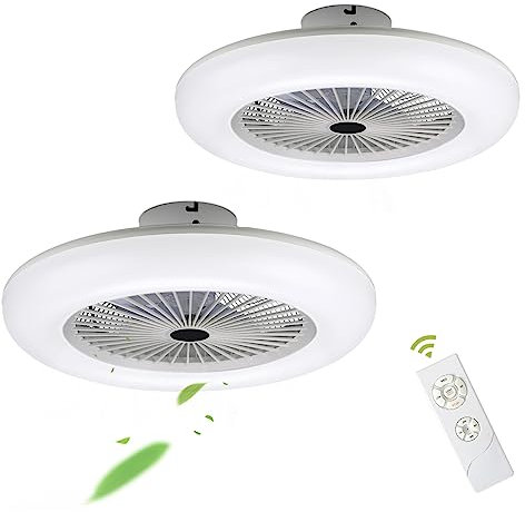 Yakimz 2er 80W Deckenventilator mit Beleuchtung, 55CM Deckenlampe mit Ventilator Einstellbare Windgeschwindigkeit und Farbtemperatur (3000-6500K), Lüfterlicht mit Fernbedienung