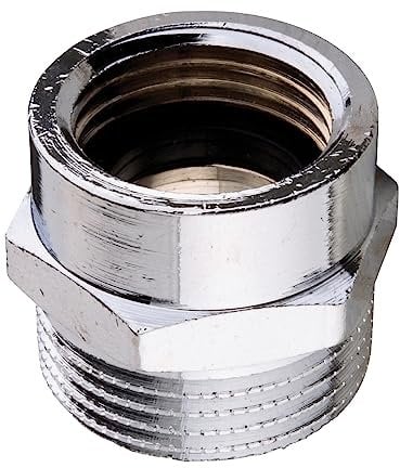 Sanitop-Wingenroth Reduzierstück mit Typ 3/4 '' AG x Typ 1/2 '' IG, Fitting mit Außen- und Innengewinde, Reduzierter Durchmesser, Gewindefitting flachdichtend, Mehrkant, Messing verchromt, 160926