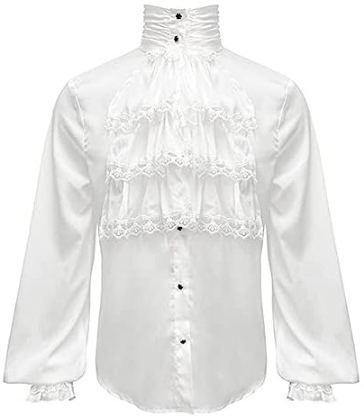 Duohropke Camicia da uomo a maniche lunghe da pirata, stile gotico, steampunk, con volant, camicetta vittoriana, cosplay, costume rinascimentale