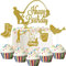 Silars Fishing Cake Toppers, 6pcs Gold Glitter Fishing Cake Decorations Fishermen Cake Topper, Angling Happy Birthday Cake Topper for Birthday Cake Decorations in Birthday Party (S-Gold)