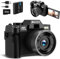 Monitech Appareil Photo numérique pour la Photographie，Caméra d'enregistrement vidéo 4K pour Youtube avec écran pivotant à 180°, Zoom numérique 16x, Carte TF 32GB, 2 Batterie，S100 WT