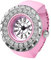 JewelryWe Ringuhr Fingeruhr Damen Elastisch - Elegant Glitzer Strass Rund Analog Quarz Fingerringuhr Ring Uhr Uhrenring mit Rosa Legierung Elastisch Band