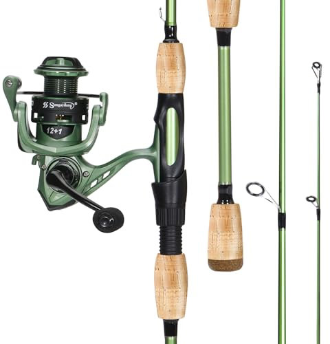 Sougayilang Angelrutenrolle-Kombinationen, Graphit, 2 Stück, Rohlinge Angelrute mit Casting & Spinnrolle, Edelstahlführungen - Spinning 1,8 m mit 2000 Rollen