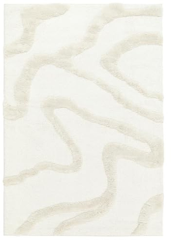 RugVista Ginori Teppich, 200 x 300 cm, Off Weiß | Moderne, Rechteckig, Hoher Stapel, Nur chemische Reinigung, Oeko-Tex 100, Wohnzimmer, Schlafzimmer