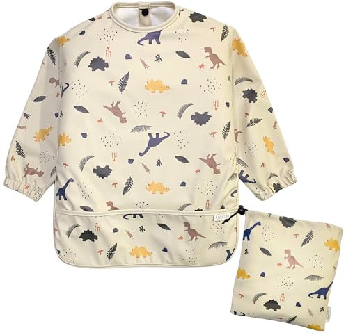 Lautoki® | Lätzchen mit ärmeln + Wasserdichte tasche | 12–36 Monate | BPA Frei | Lätzchen mit auffangschale | Kängurutasche und elastische Bündchen | Baby Led Weaning | Baby Lätzchen