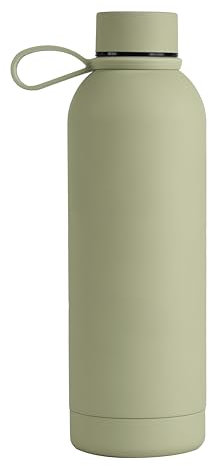 Borraccia Memotak Bottle Soft Touch Khaki 500 ml personalizzabile STAMPA UV | Bottiglia isolata a tenuta stagna per Sport, Bambino, Bambina | 24 ore freddo & 12 ore caldo