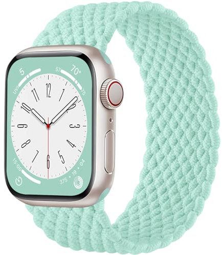 Zedoli Bracelets Solo Loop tressés compatibles avec iWatch 38 mm, 40 mm, 41 mm pour femme, bracelets de sport élastiques en nylon extensibles pour Apple Watch Series 9 8 7 6 5 4 3 2 1 SE - Vert clair