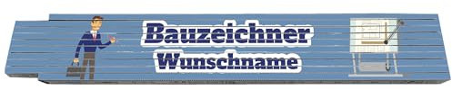 2m Zollstock - Bauzeichner - mit Wunschname - Text - Spruch - individuell personalisiert - Glieder-Maßstab - Meterstab bedruckt - für Männer Opa Papa Vatertag Wunschtext Weihnachten Baustelle