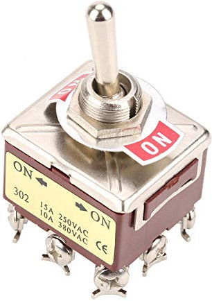 Kippschalter, EIN-Aus-Schalter EIN EIN 2-Positionen-Kippschalter 3PDT 9-polig 15A/250VAC 10A/380VAC mit 9 Pins, Zubehör für Automobile, Haushaltsgeräte, Industriesteuerung