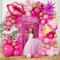 125 Stück Rosa Luftballons Girlande, Ballon Girlande Rosa mit Lippenform Eiscreme Rollschuh Explosionsstern Folienballons für Mädchen Prinzessin Geburtstagsdeko,Babyparty, Hochzeit Partydeko