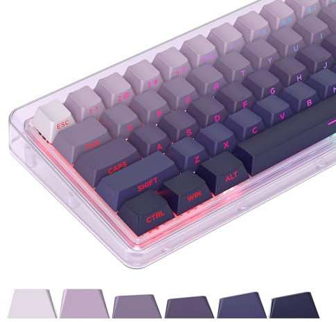 133 Keys PBT Gradient Gray Side Printed Keycaps,Double Shot Shine Through Custom Cherry Profile Keycaps for for Cherry/Gateron MX switches 60 Percent / 68/75% Gaming Mechanical Keyboard (Star Purple)