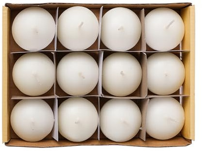 Pack de 12 Velas Flotantes Decorativas - Ideal para Bodas, Fiestas de Piscina y Decoración Navideña, 4 Horas de Duración, Sin Perfume, Fabricación Europea, 45mm - Crema