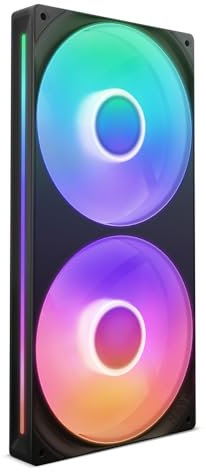 NZXT F280 RGB Core - 280mm Single-Frame Fan Unit with 2 x 140mm RGB Fans - Speed & Lighting Control - High Static Pressure & Airflow - Fluid Dynamic Bearings - 8 aRGB LEDs Per Fan - Black