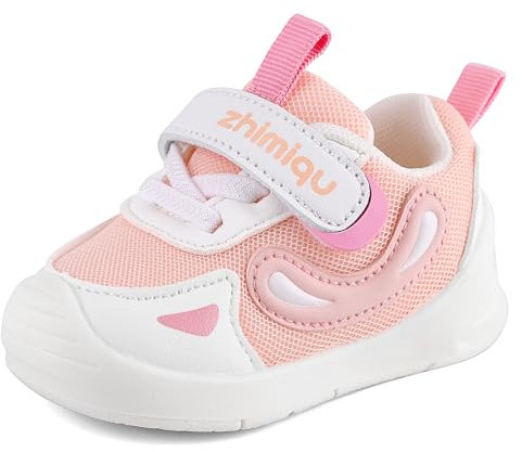 MASOCIO Chaussure Bebe Fille Baskets Bébé Chaussures de Marche Premier Pas Souple Chausson 12-18 Mois Taille 20 Rose (Taille Fabricant 17)