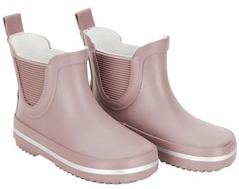 Mikk-line Kurze Gummistiefel Kinder 22 Rose | Barfuß Gummistiefel Kinder | Wetterfeste Slip-On Regenstiefel | Knöchelhohe wasserdichte Outdoor-Schuhe mit rutschfester Sohle
