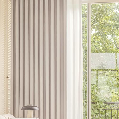 Ayoiow Tenda Oscurante per Finestra, Tende per Finestre 2 Pezzi, 137X214CM Tende per Camera da Letto E Soggiorno Tenda Finestra con Occhielli, Crema