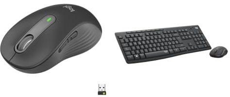 Logitech Signature M650 L Mouse wireless - Per mani grandi, Durata Batteria 2 anni, Clic Silenziosi & MK295 Kit Mouse e Tastiera Wireless – Tecnologia SilentTouch, Tastierino Numerico