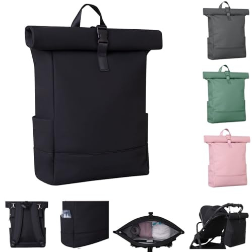 Kikkaboo Wickeltasche Jayden Rucksack Grifflänge einstellbar, Reißverschluss schwarz