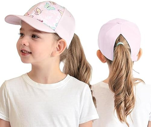 3-8 Jahre Kinder Baseballkappe mit Pferdeschwanz für Mädchen Jungen Golf Visor Hut Basecap Sonnenblende Hut UV-Schutz Schirmmütze Sommermütze Junior Sommerhut Tennis Kappe Sonnenhut Visier UPF 50+