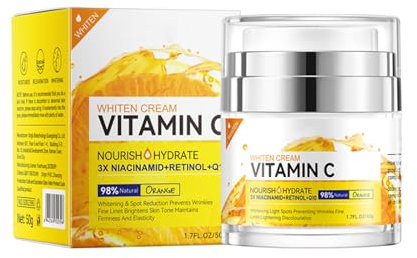 Vitamin C Gesichtscreme, Tages und Nachtcreme, Facial Cream, VC Gesichtsfeuchtigkeitscreme für Strahlend Frische Haut, Hautstraffungs und Aufhellungscreme für Dunkle Flecken, Ungleichmäßigen Hautton