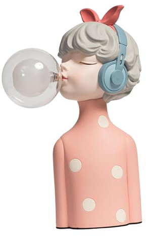 perfk Kreatives Nachtlicht Tischdekoration Blasenblasen Mädchen Moderne Schreibtischlampe Beleuchtung Schöne Harz Tischlampe für Schlafzimmer, mit Kopfhörer, 12x20x30cm