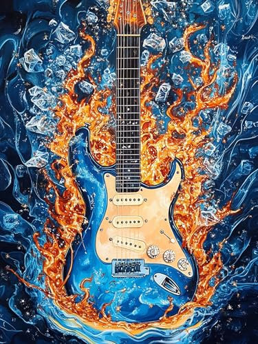 VAIIEYO 5D DIY 5D Diamond Painting Gitarre, Diamant Painting Bilder Malerei Kits Musikinstrument, Malen Nach Zahlen Diamant Home Wand Decor Gemälde Kreuzstich Diamond Dekoration 30x40 cm-7