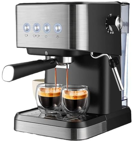 Hydravex Coffee Machine, Double Shot, 1 or 2 Cups, Automatic Espresso Machine, Classic Milk Frother, Professional Coffee Maker with Intuitive Touch Display