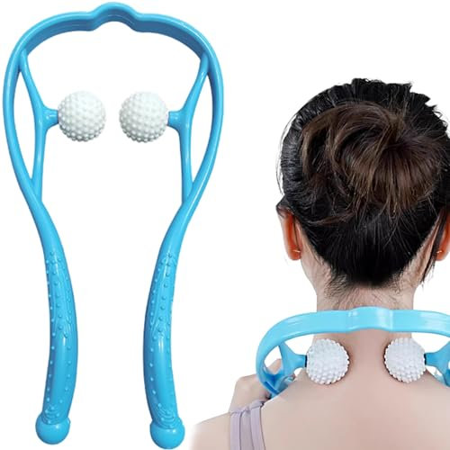 Halsrolle Ergonomisch nicht schlupfhafte Nackenmassager Flexible Nackenspannungsreliever mit 2 Ball Tragbarer manueller Erleichterung Massagegeräte für Hals, Schulter, Oberschenkel