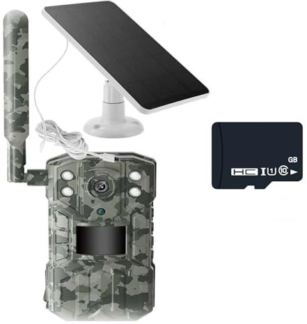 Wildlife Camera 4G Solar Hunting Trail Camera 14MP 4g SIM Card 20M PIR Motion Detection Wildlife Camera With 30M Night Vision Device(Edd 128G)