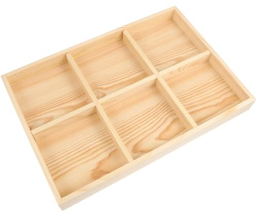 YARNOW Vassoio Portagioie in Legno Con 4 Scomparti Organizer Gioielli Multifunzionale Per Anelli Orecchini E Accessori Vassoio Decorativo Per Casa E Ufficio 13.8X9.4X1.4 Pollici