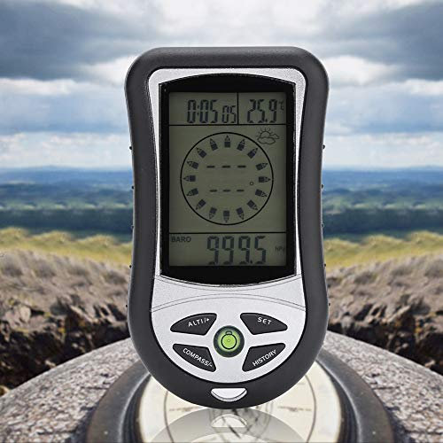 Tbest Auto-Höhenmesser, Schwarz, Multifunktions-Digital-Höhenmesser, Barometer, Kompass, Wettervorhersage für Outdoor-Wandern