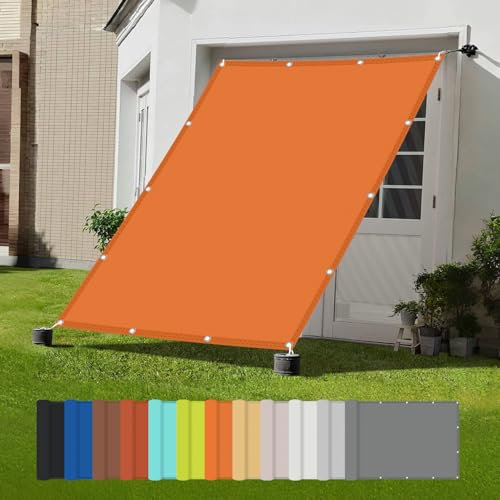 Schattierungsnetz, Seitenmarkise ohne Bohren, für Gewächshaus Pflanzen Terrasse HüHnerstall Schwimmbäder, UV-Schutz, Wetterfest, 100% Polyester, Orange Farbe, 2.5x4m
