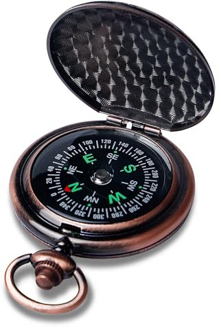 Mitening Bussola per esterni, portatile, bussola tascabile in ottone, classica, impermeabile, da marcia, con numeri luminosi per campeggio, escursioni, caccia e attività all'aperto