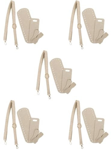 NUOBESTY 5 Sätze Gewebtes Taschenset schnelle Armbänder Geldbörsen Herstellung Stricktasche Die Kosmetiktasche Freundinnen Taschenzubehör für DIY Strickset für Ledertaschen Nubukleder Beige
