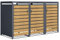 Phoenix GB3320AWK Triple Wheelie Bin Storage, Wood Effect & Anthracite, Lockable Metal Bin Store, Weather-Resistant, Soft-Close Lid, Gas Pressure Springs, Outdoor Rubbish Shed, 80D x 200W x 116H cm